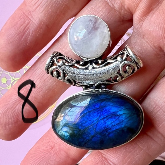 925 OMG OMG! Choose from 10! FLASH LABRADORITE + Moonstone Pendant Necklace - Picture 8 of 13